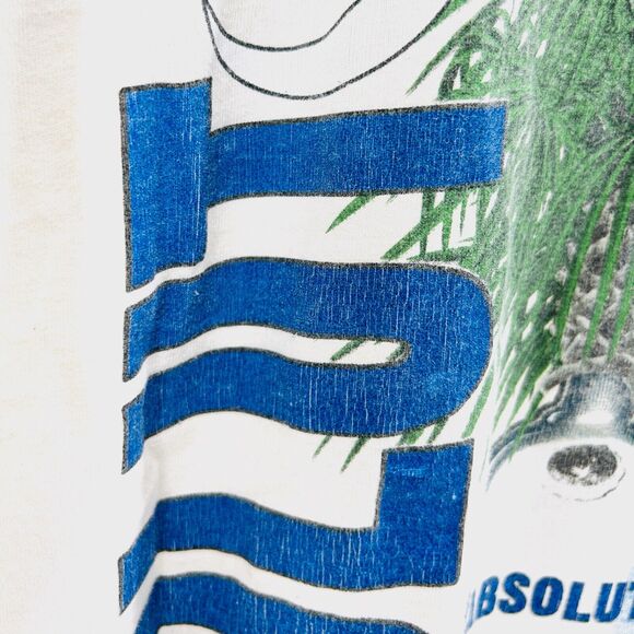 Vintage 90s Absolut Charleston Cream Blue Graphic 100% CottonT-Shirt - Picture 2 of 10